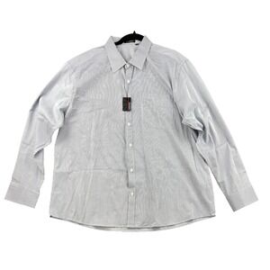 Hisdern Dress Shirt Mens 2XL Blue White Striped NWT Long Sleeve Button Down 18.5